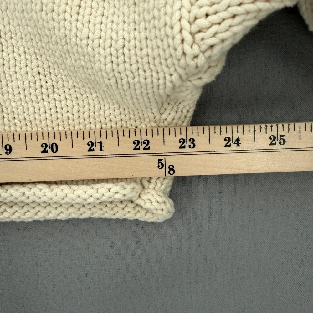 ZARA Cropped Polo Sweater Women Small Cream Relaxed Balloon Sleeve Casual Collar - Picture 4 of 15